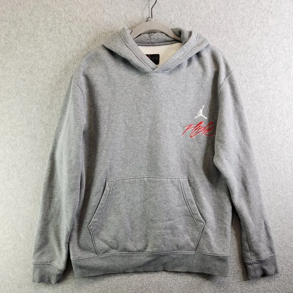 Jordan Hoodie Mens M Gray Flight Air Essentials Fleece Pullover Jumpman